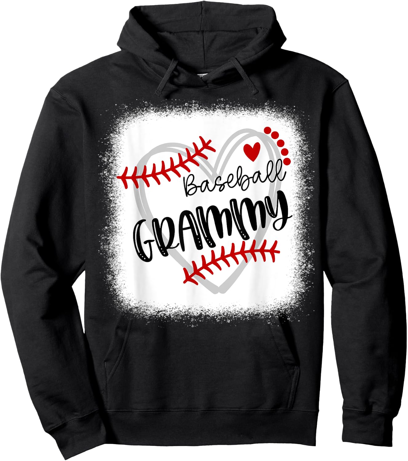 Personalized Baseball Heart Cute Grammy Women Baseball Hoodie - Hoodie | Black
