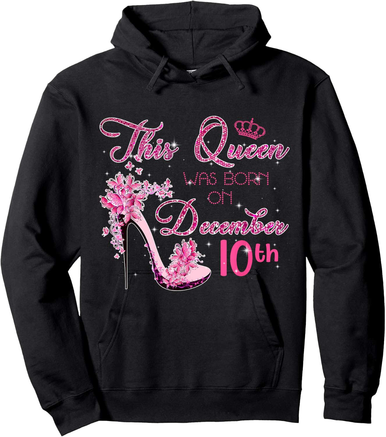 This Queen Was Born on December 10th Happy Birthday Themes Hoodie - Hoodie | Black