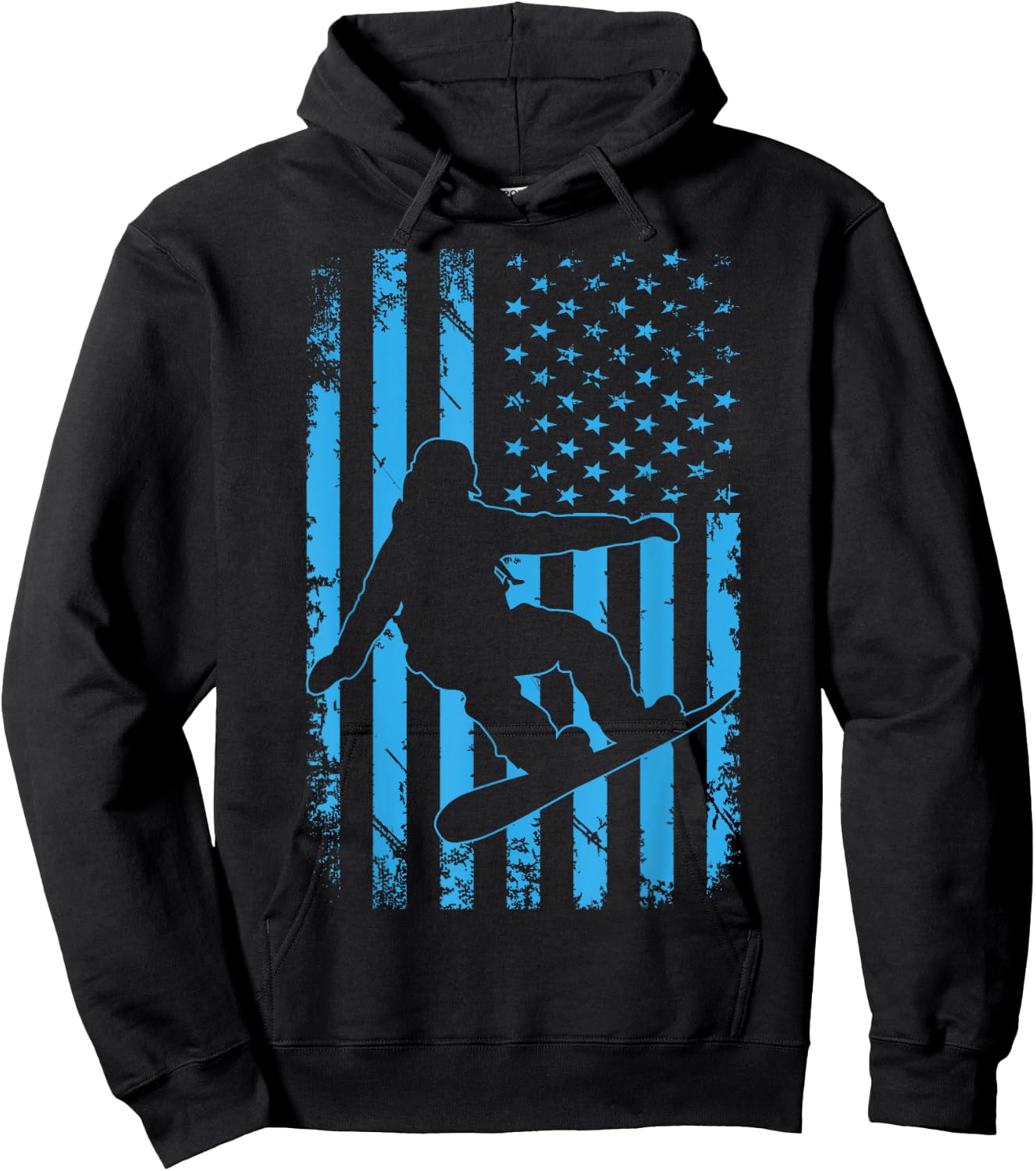 USA American Flag Snowboard Apparel Snowboarding Patriotic Kids Men Hoodie - Hoodie | Black