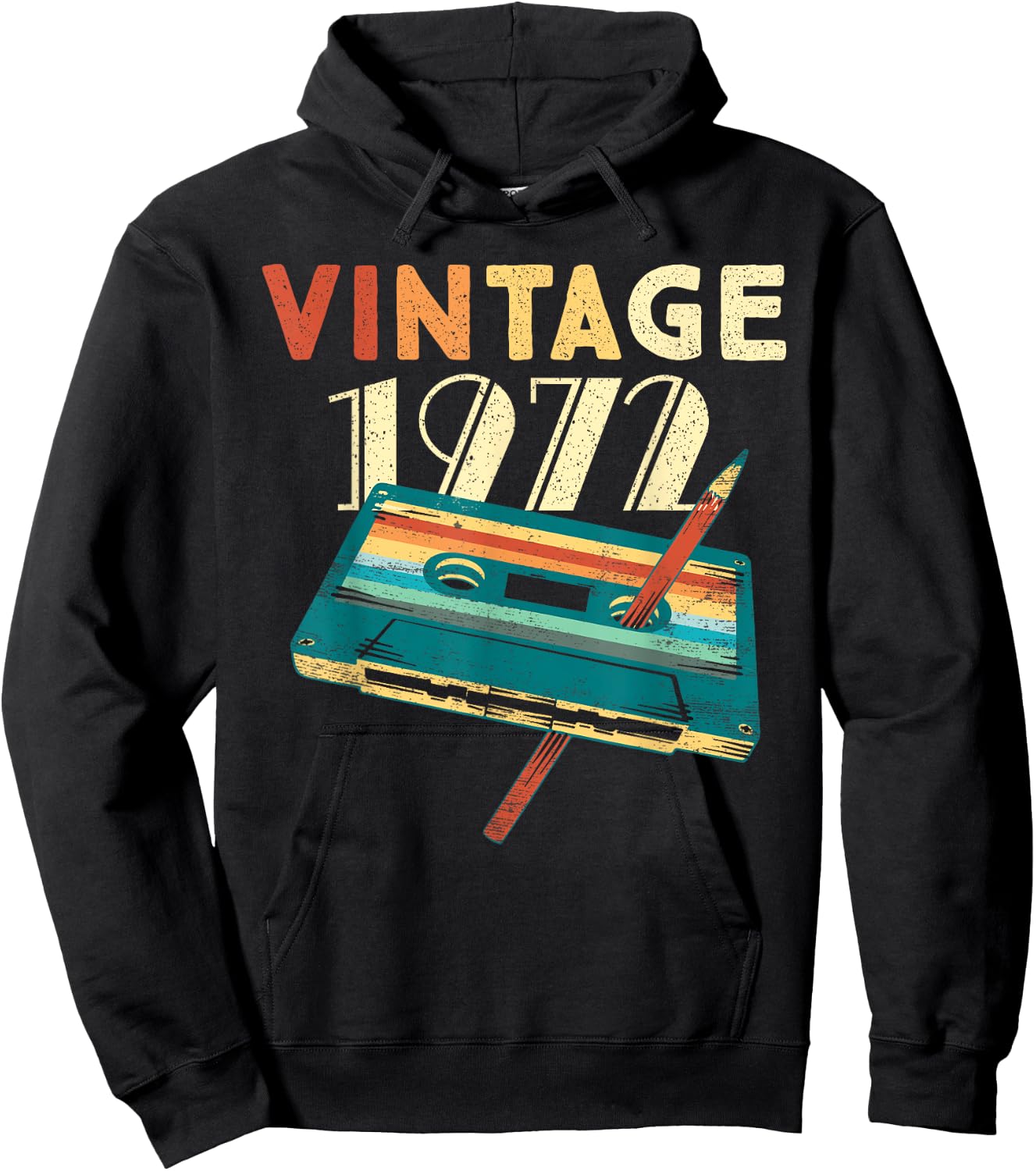Vintage 1972 Music Cassette 53rd Birthday Gifts 53 Years Old Hoodie - Hoodie | Black