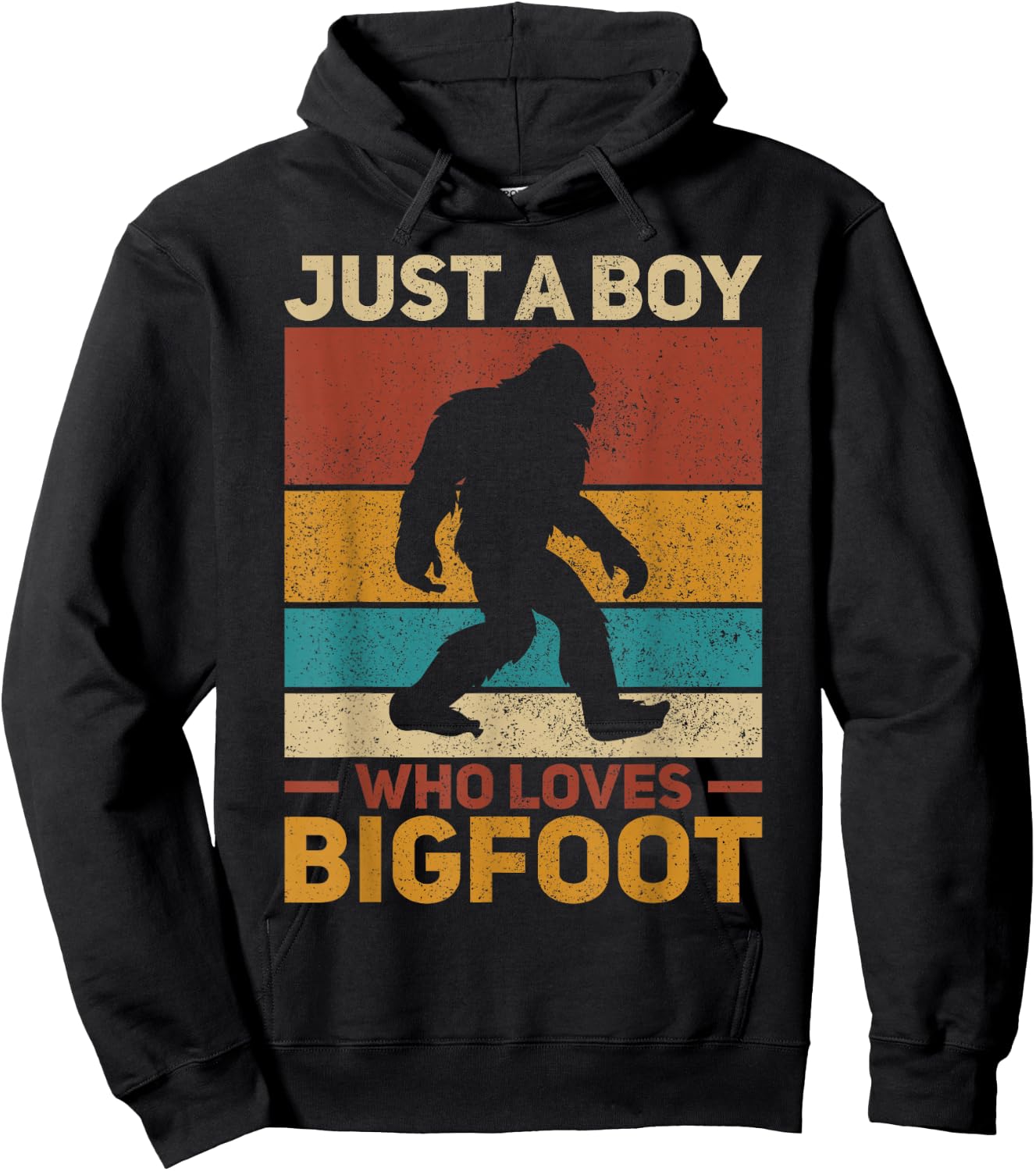 Just A Boy Who Loves Bigfoot Big Foot Kids Sasquatch Hoodie - Hoodie | Black