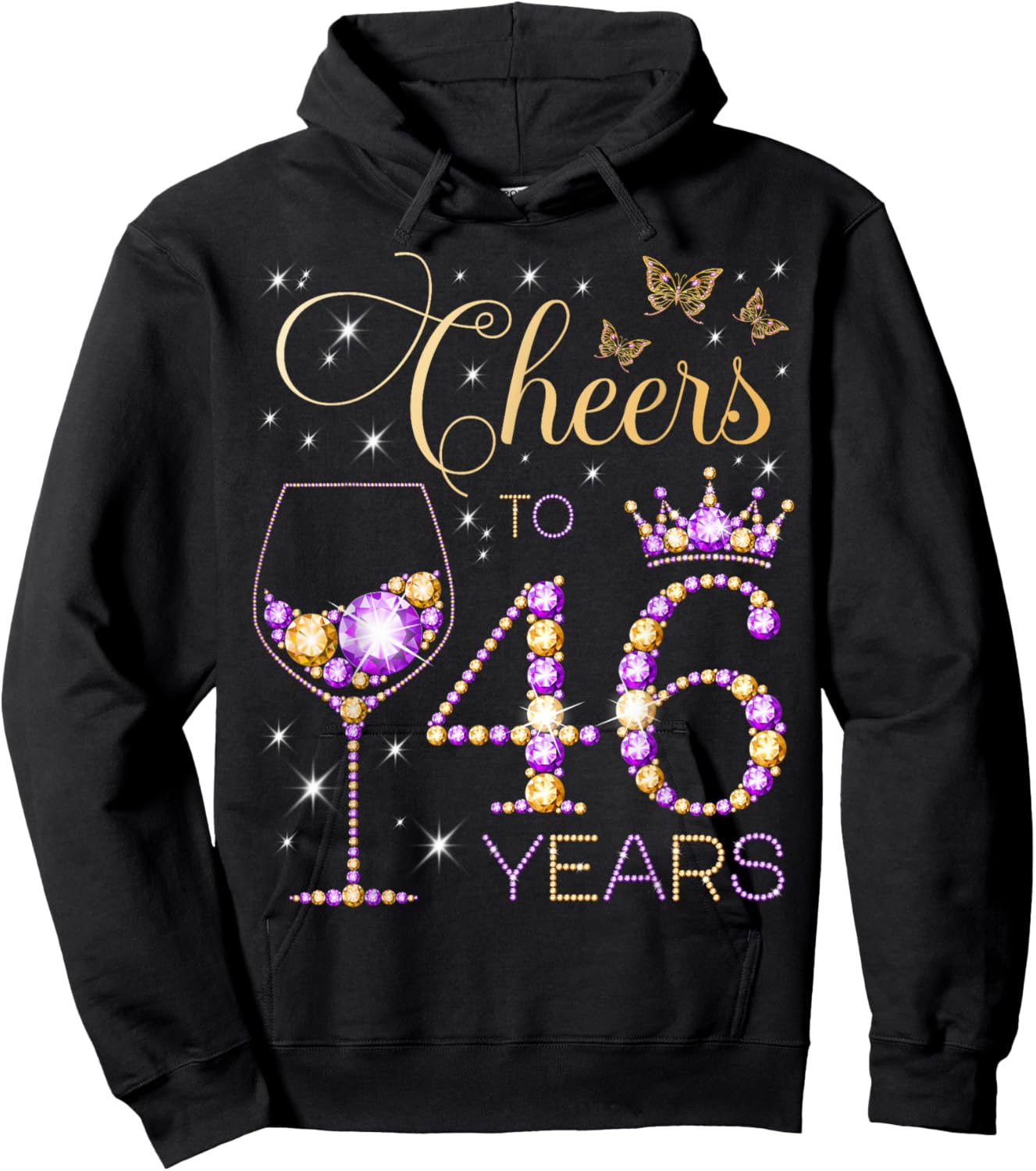 Cheers to 46 Years Old 46th Birthday Party Women 46th Bday Hoodie - Hoodie | Black