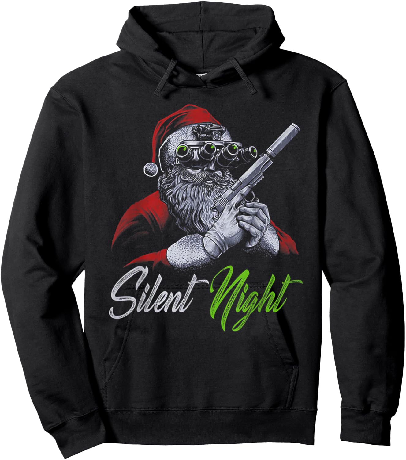 Silent Night Santa Christmas Hoodie - Hoodie | Black