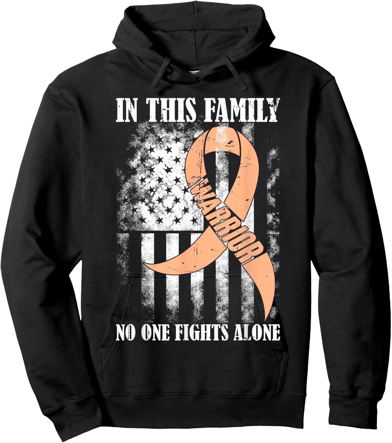 In This Family No One Fight Alone Uterine Cancer Awareness Hoodie - Hoodie | Black