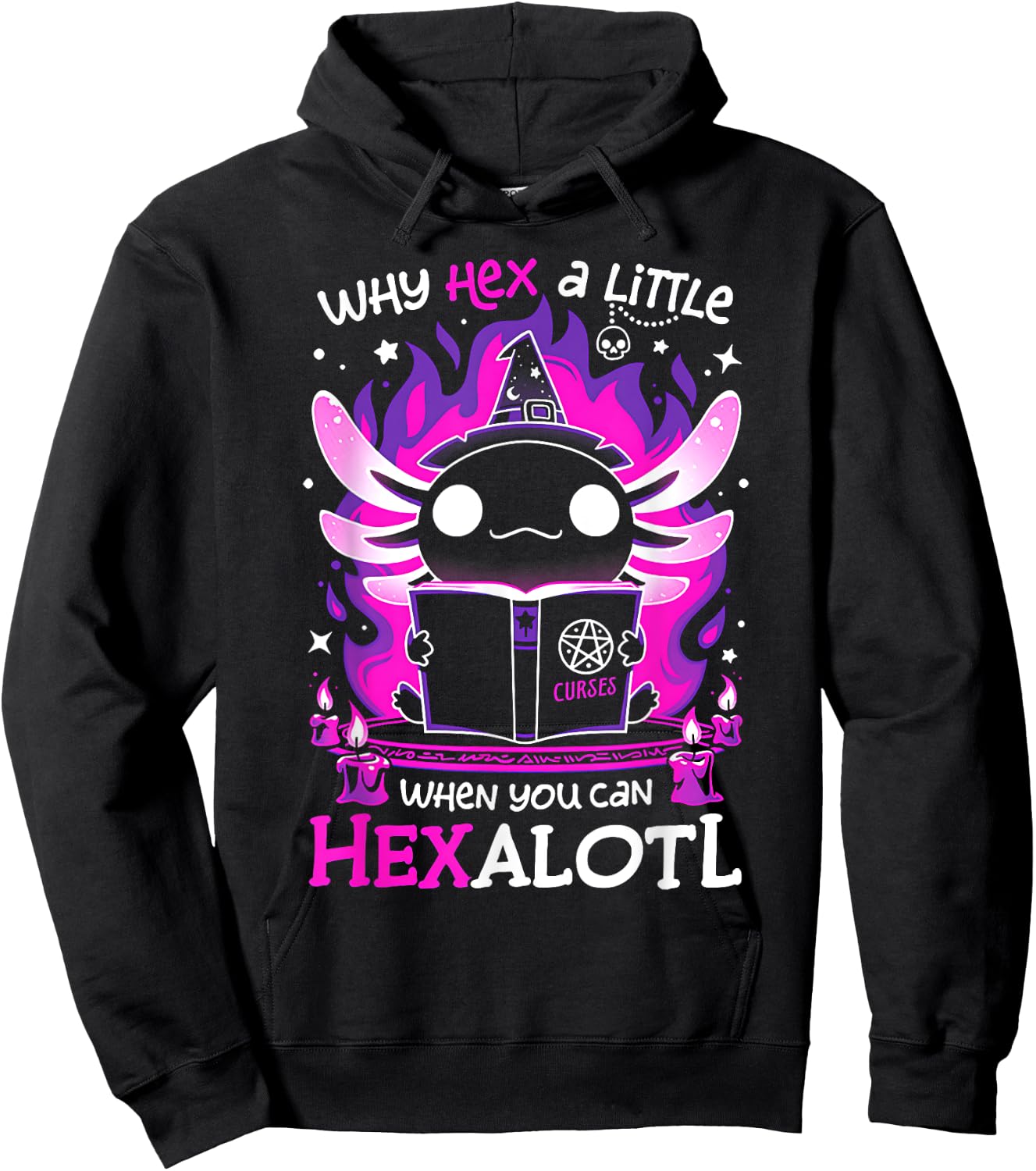 Why Hex a Little When You Can Hexalotl Hoodie - Hoodie | Black