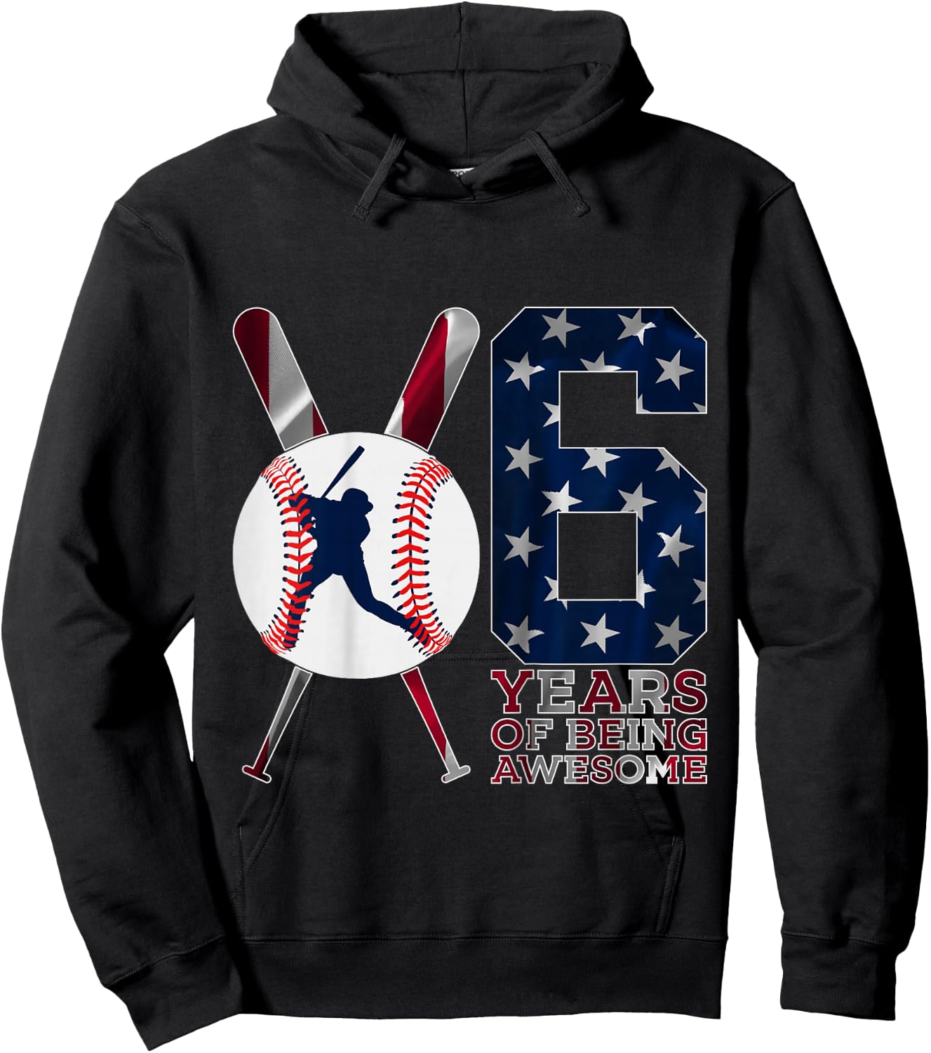 6 Years of Being Awesome Baseball 6th Birthday Hoodie - Hoodie | Black
