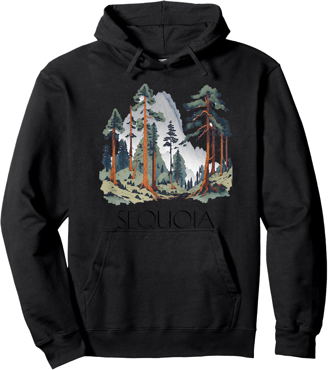 Cool Sequoia National Park Hiking Watercolor Graphic Hoodie - Hoodie | Black