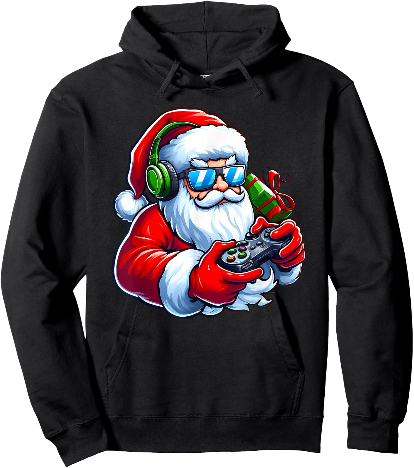 Cool Santa Gamer Controller Gaming Video Game Christmas Hoodie - Hoodie | Black