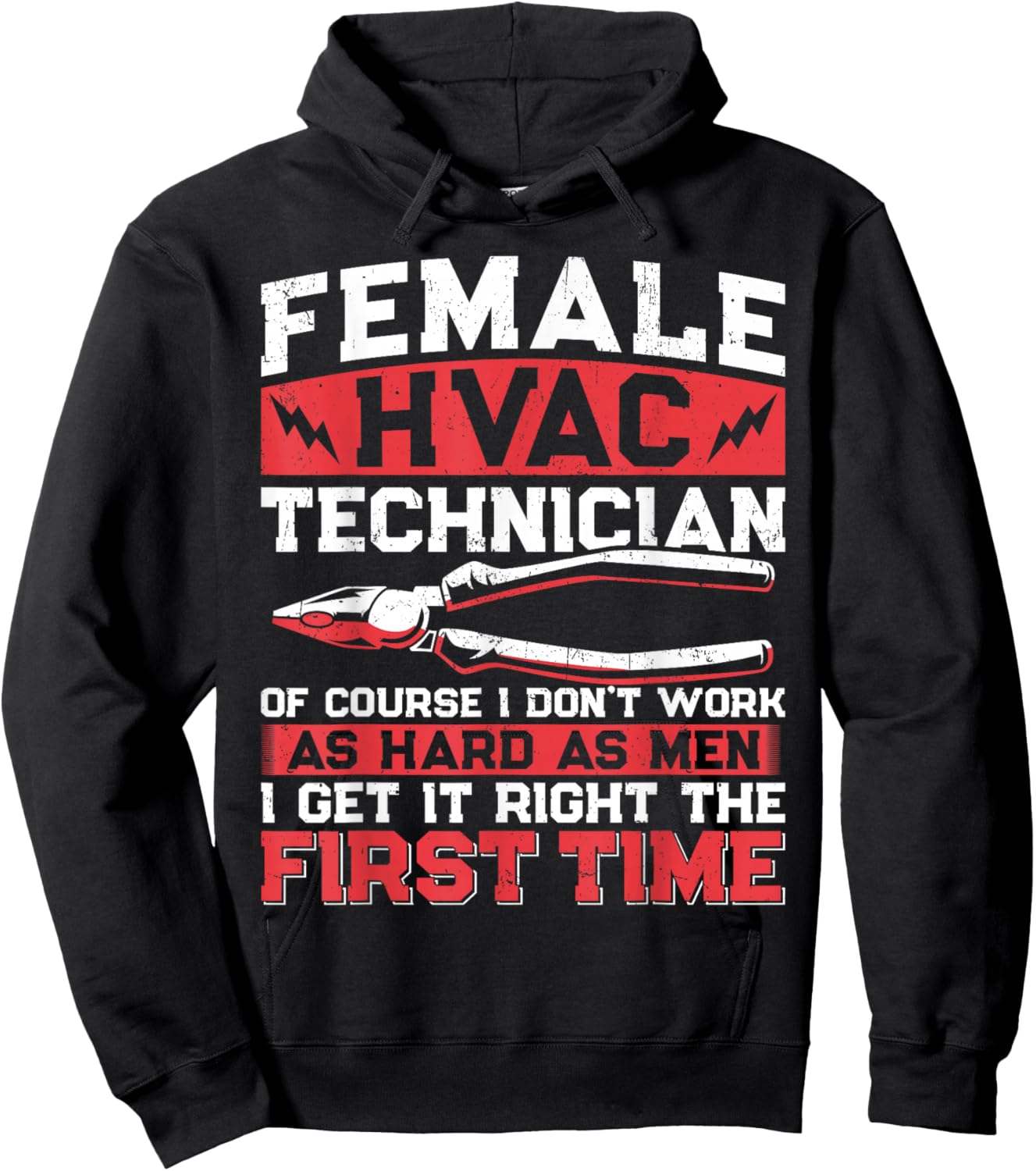 HVAC Technician Tech Female Girl Vintage Female Hvac Hoodie - Hoodie | Black