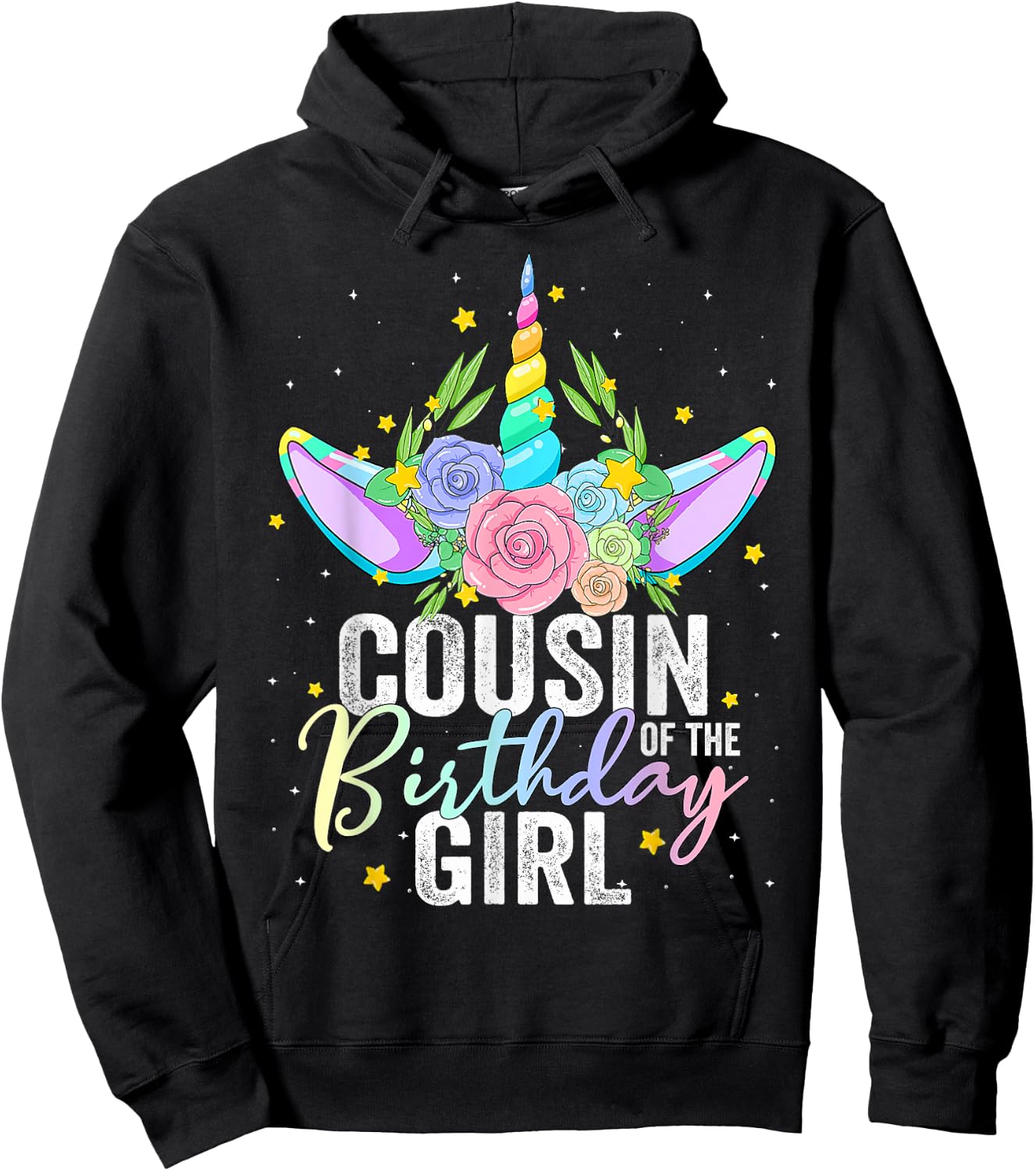 Cousin Of The Birthday Girl Gift Unicorn Birthday Hoodie - Hoodie | Black