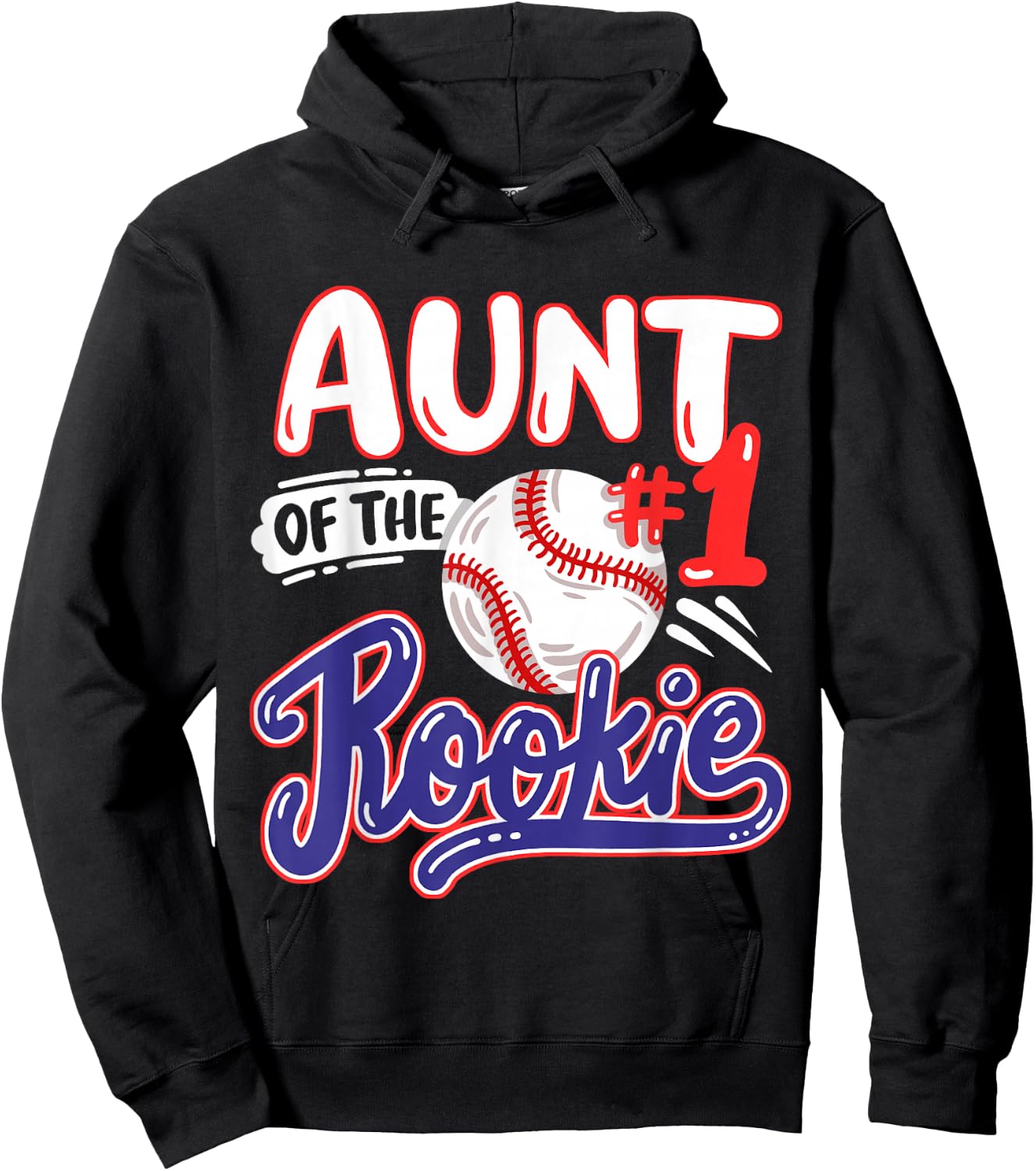 Aunt of Rookie 1st Baseball Birthday Party Theme Matching Hoodie - Hoodie | Black