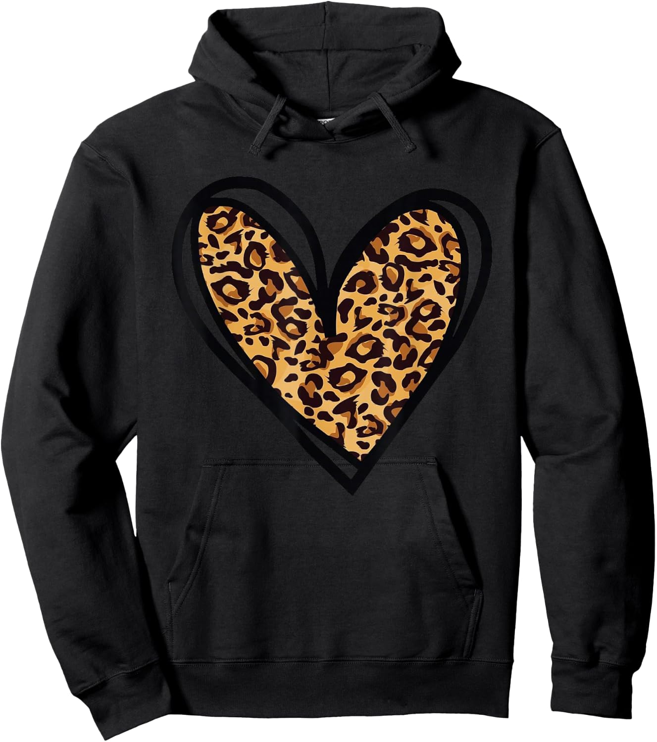 Love Cheetah Leopard Print Heart Valentines Day Girls Women Hoodie - Hoodie | Black