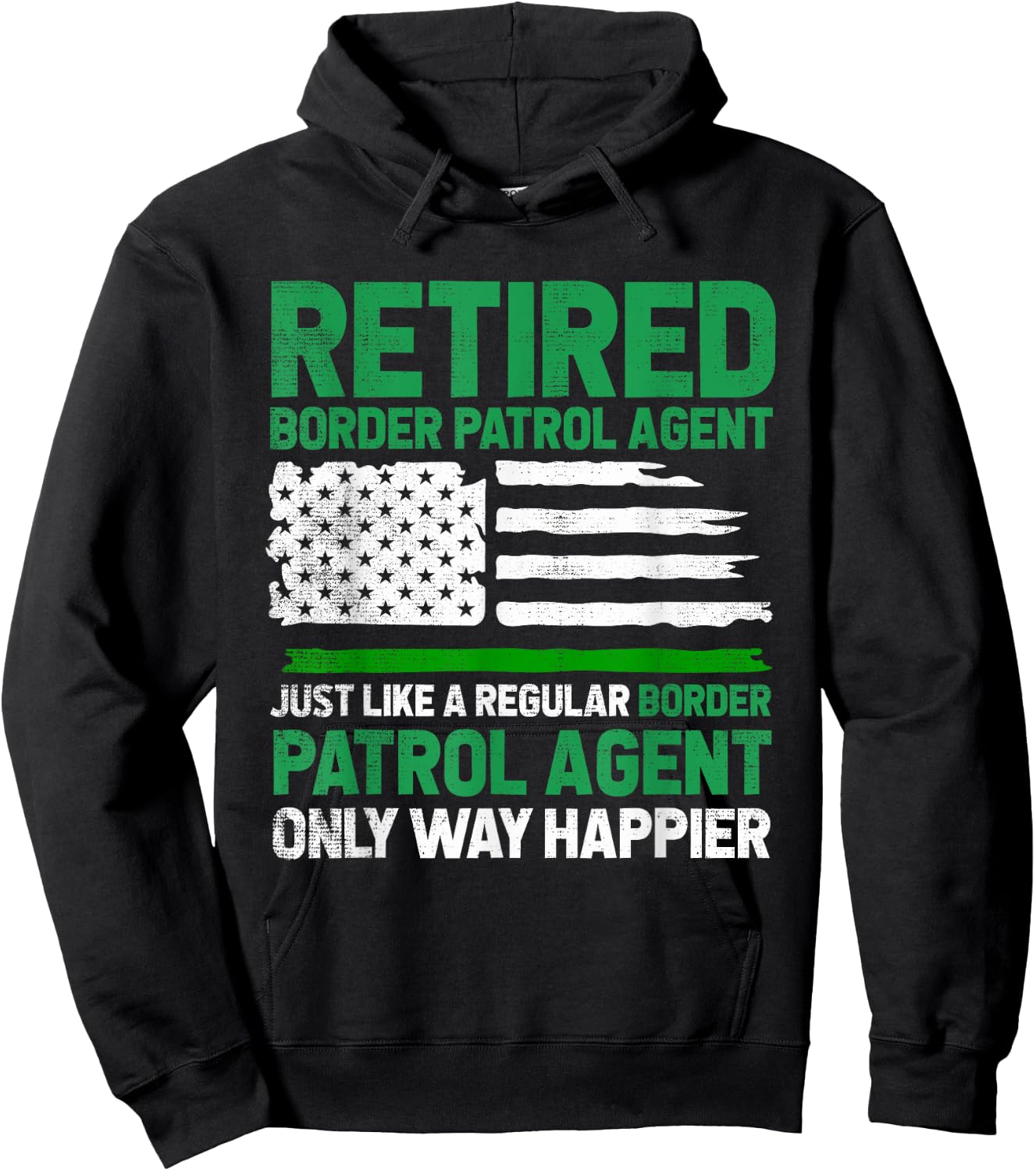 Border Patrol Agent Retired Border Patrol Agent US Flag Hoodie - Hoodie | Black