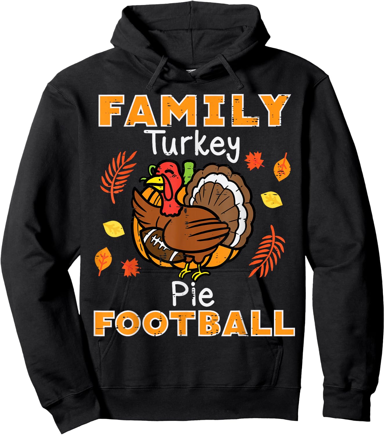 Family Turkey Pie Football Thanksgiving Sport Men Women Kids Hoodie - Hoodie | Black