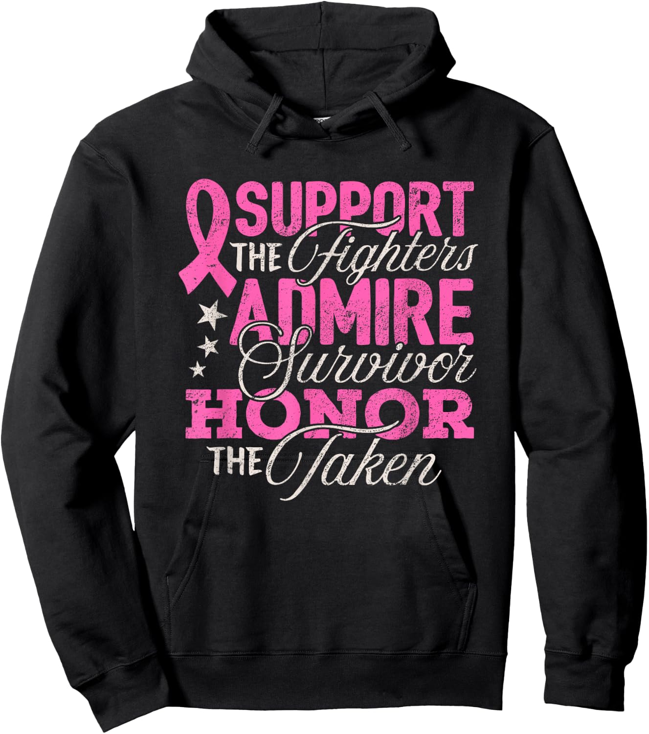 Breast Cancer Awareness Support Fighter Pink Ribbon Women Hoodie - Hoodie | Black
