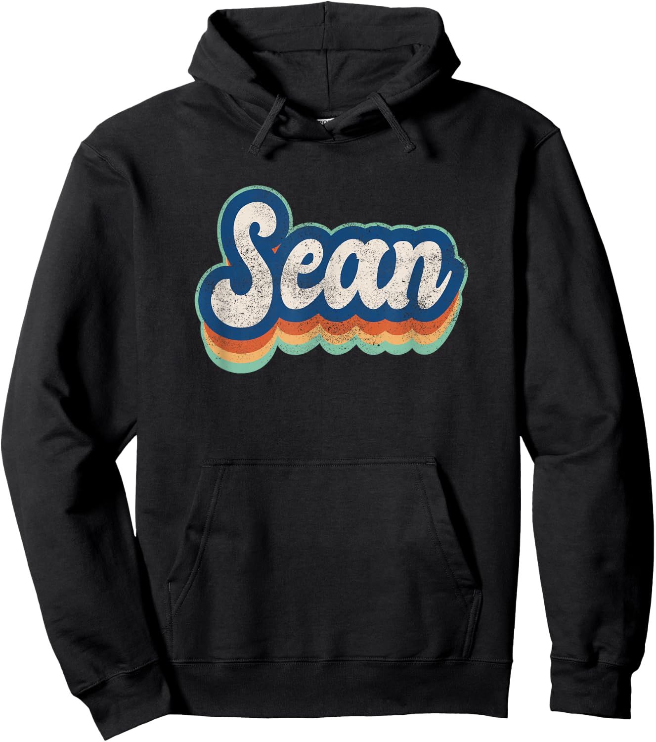 Sean First Name Boy Vintage Style 70s 80s Personalized Hoodie - Hoodie | Black