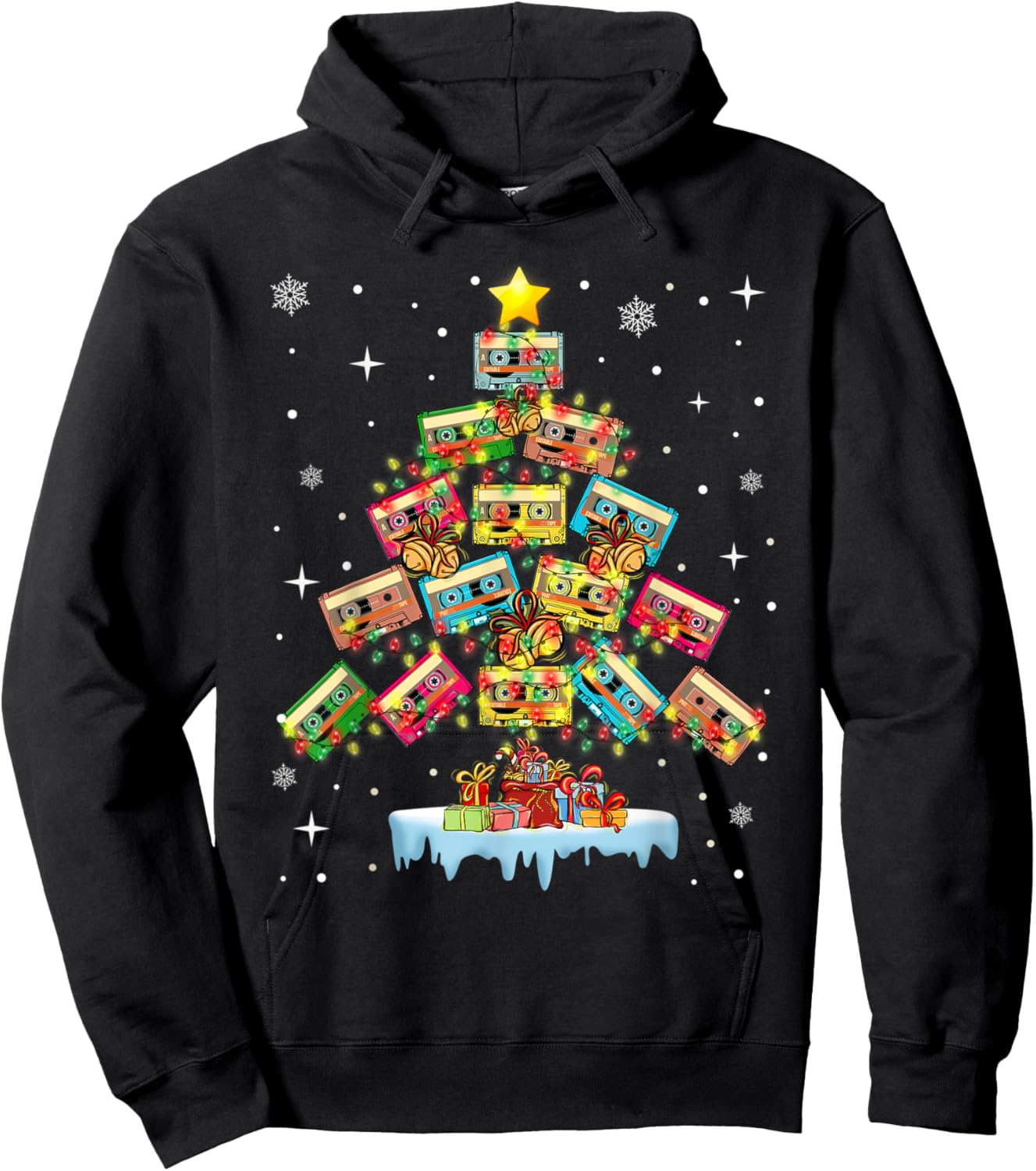 Music Cassette Tapes Christmas Tree Country Music Lover Hoodie - Hoodie | Black