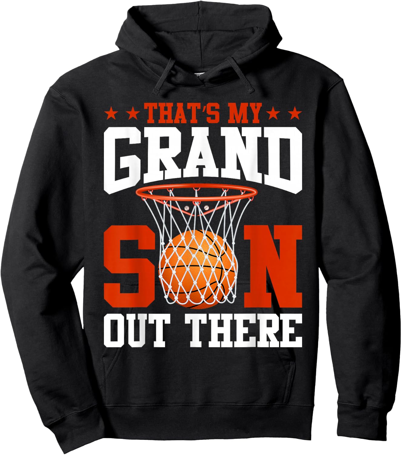 That's My Grandson Out There Basketball Grandma Grandpa Hoodie - Hoodie | Black
