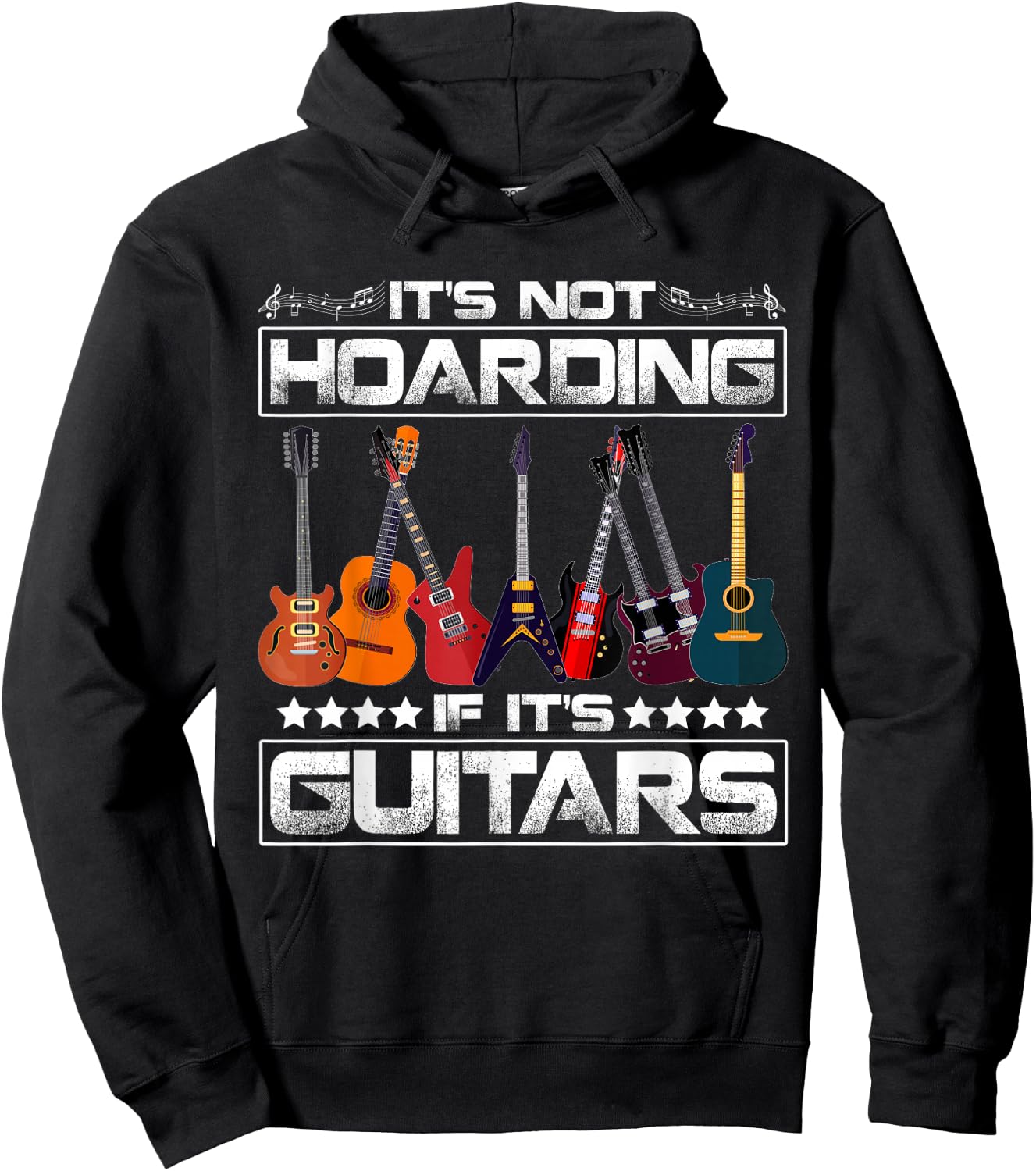 Funny It's Not Hoarding If It's Guitars Guitarist Musician Hoodie - Hoodie | Black
