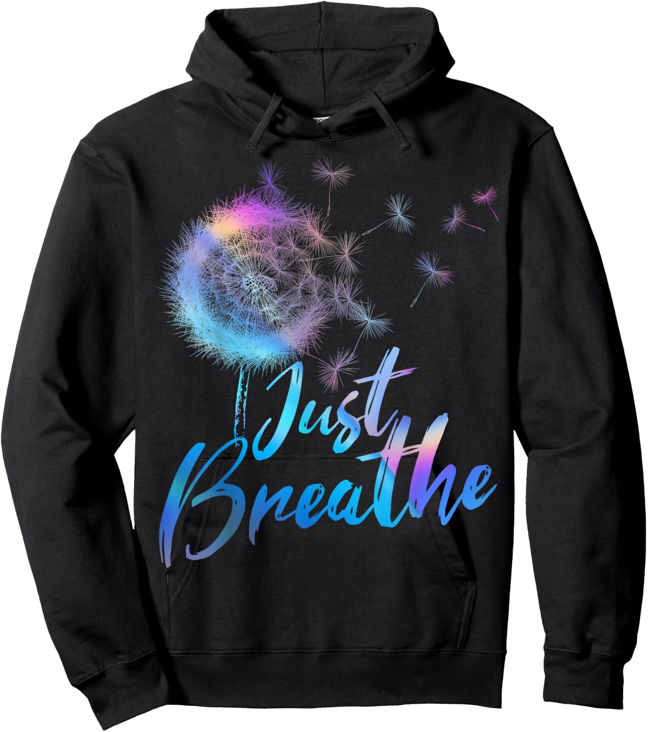 Just Breathe Dandelion Wildflower Botanical Nature Flower Hoodie - Hoodie | Black