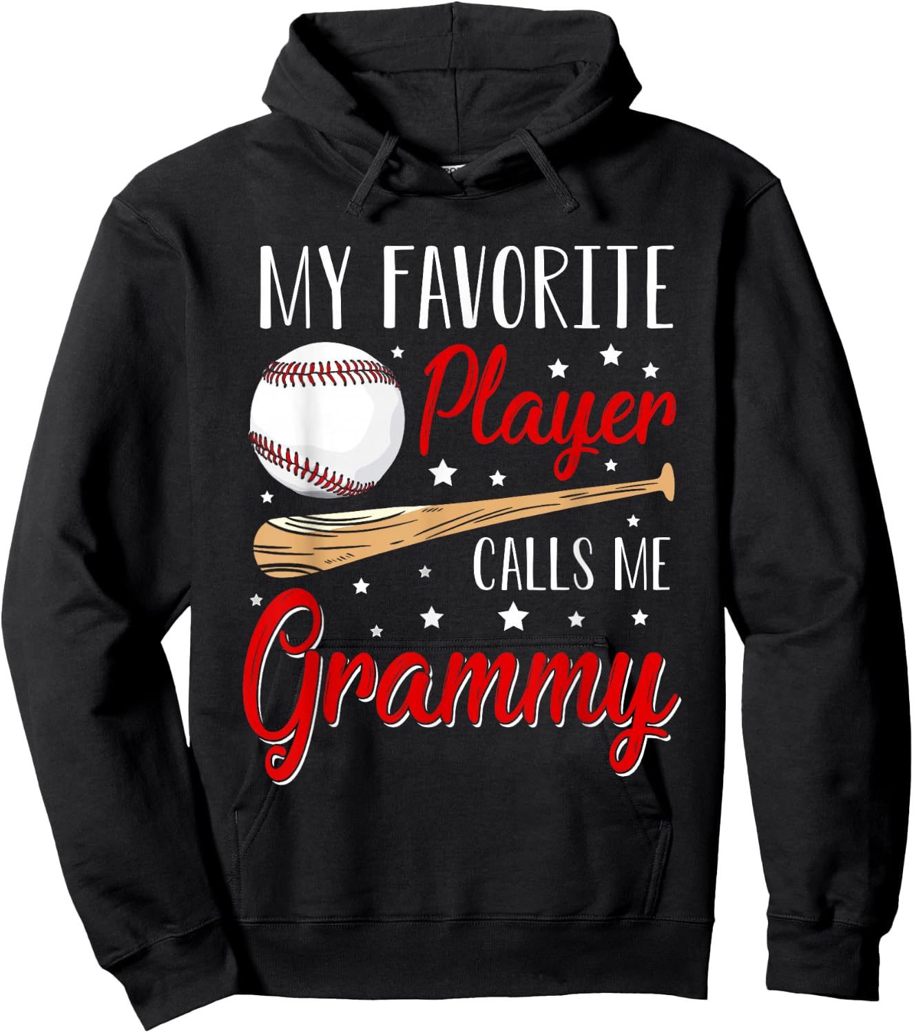 Baseball My Favorite Player Calls Me Grammy Heart Grandma Hoodie - Hoodie | Black