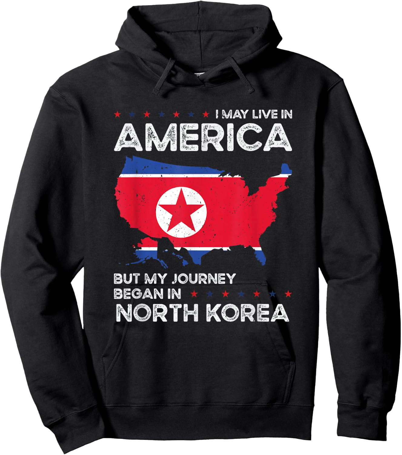 North Korean American USA Patriot Grown North Korea US Flag Hoodie - Hoodie | Black