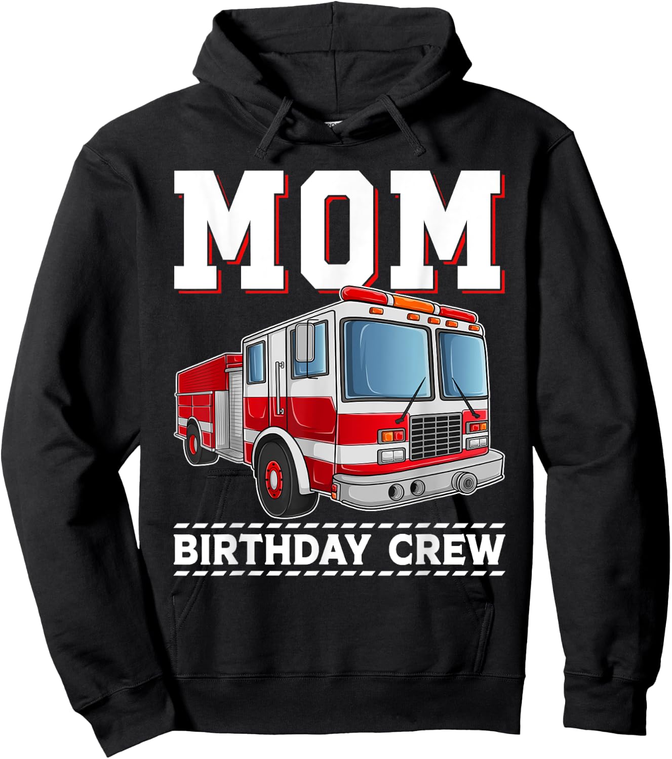 Mom Birthday Crew Fire Truck Themed Family Matching Hoodie - Hoodie | Black