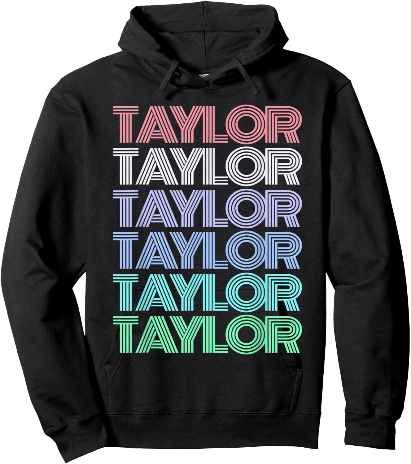Retro TAYLOR First Name Personalized Girl Boy Groovy Bday Hoodie - Hoodie | Black