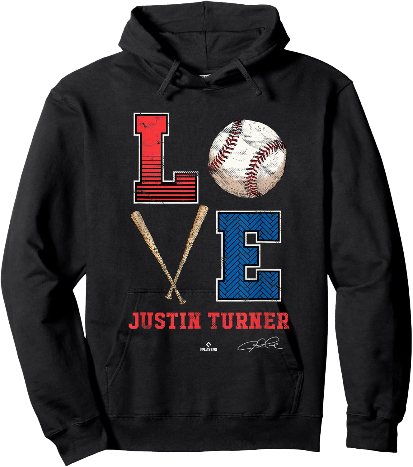 Love Justin Turner Justin Turner Los Angeles MLBPA Hoodie - Hoodie | Black