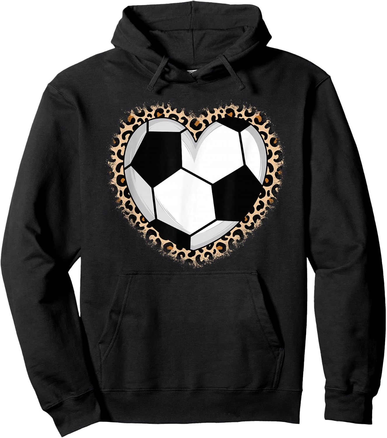 Soccer Heart Leopard Soccer Women Girls Hoodie - Hoodie | Black