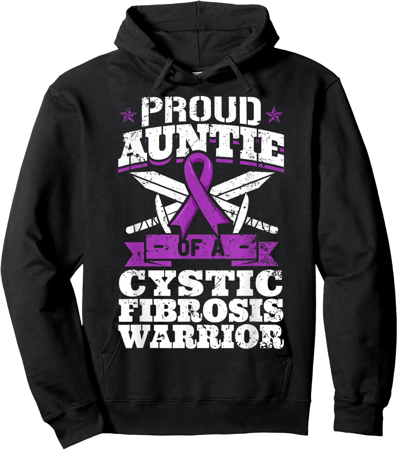 Proud Auntie Of A Cystic Fibrosis Warrior Awareness Ribbon Hoodie - Hoodie | Black