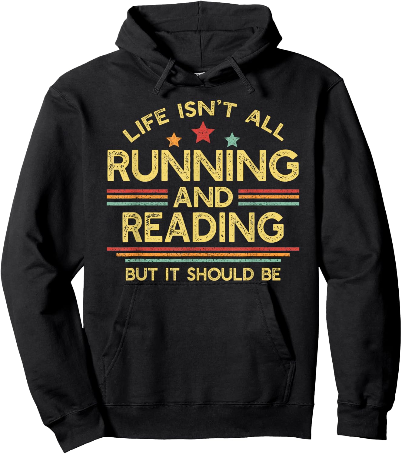 Life Isn't All Running and Reading | Book Lover Runner Hoodie - Hoodie | Black