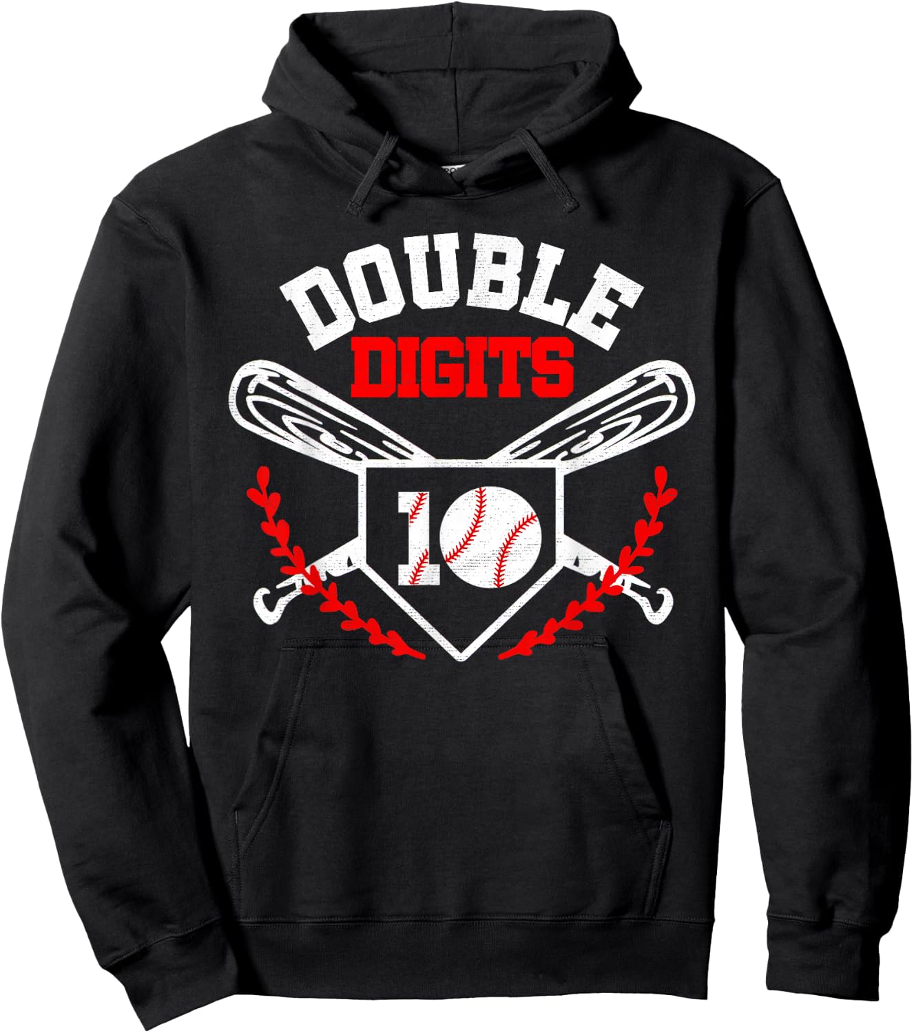 Double Digits Birthday Decorations Boy 10 Baseball Lover Fan Hoodie - Hoodie | Black