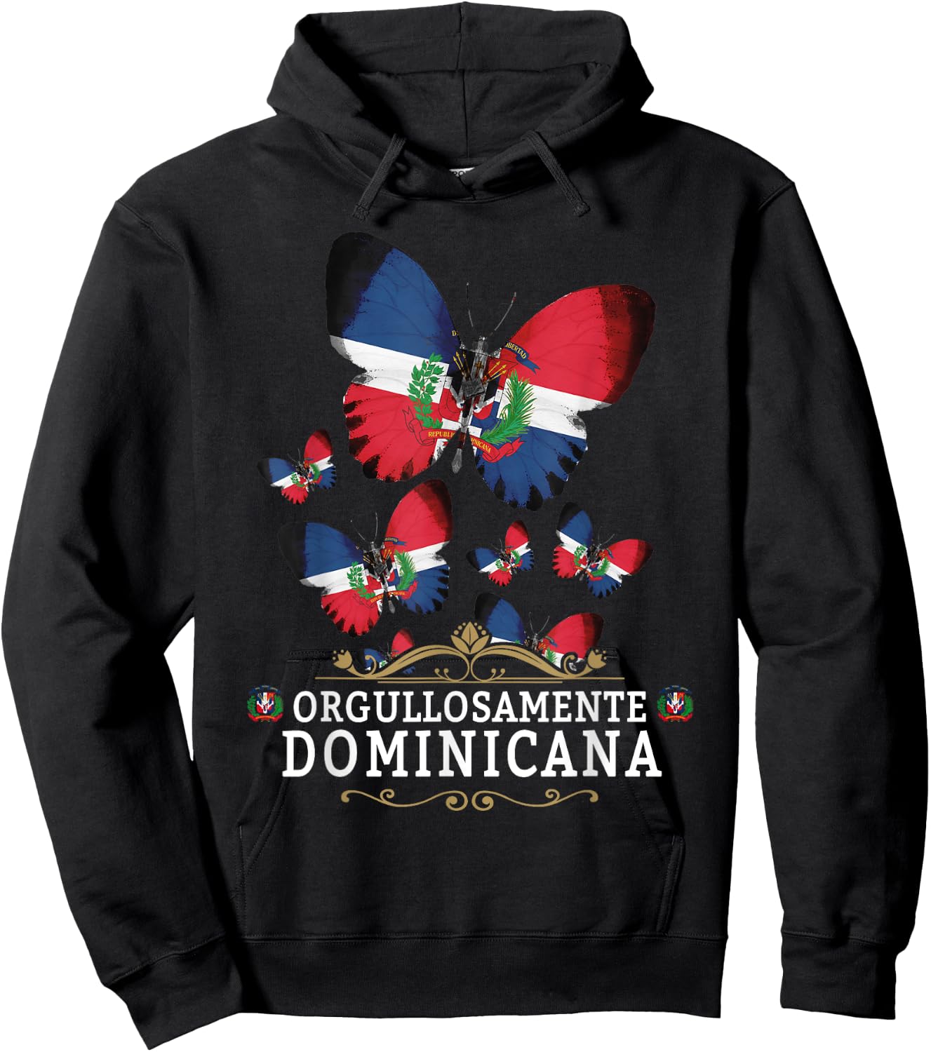Republica Dominicana Butterfly & Dominican Flag Hoodie - Hoodie | Black