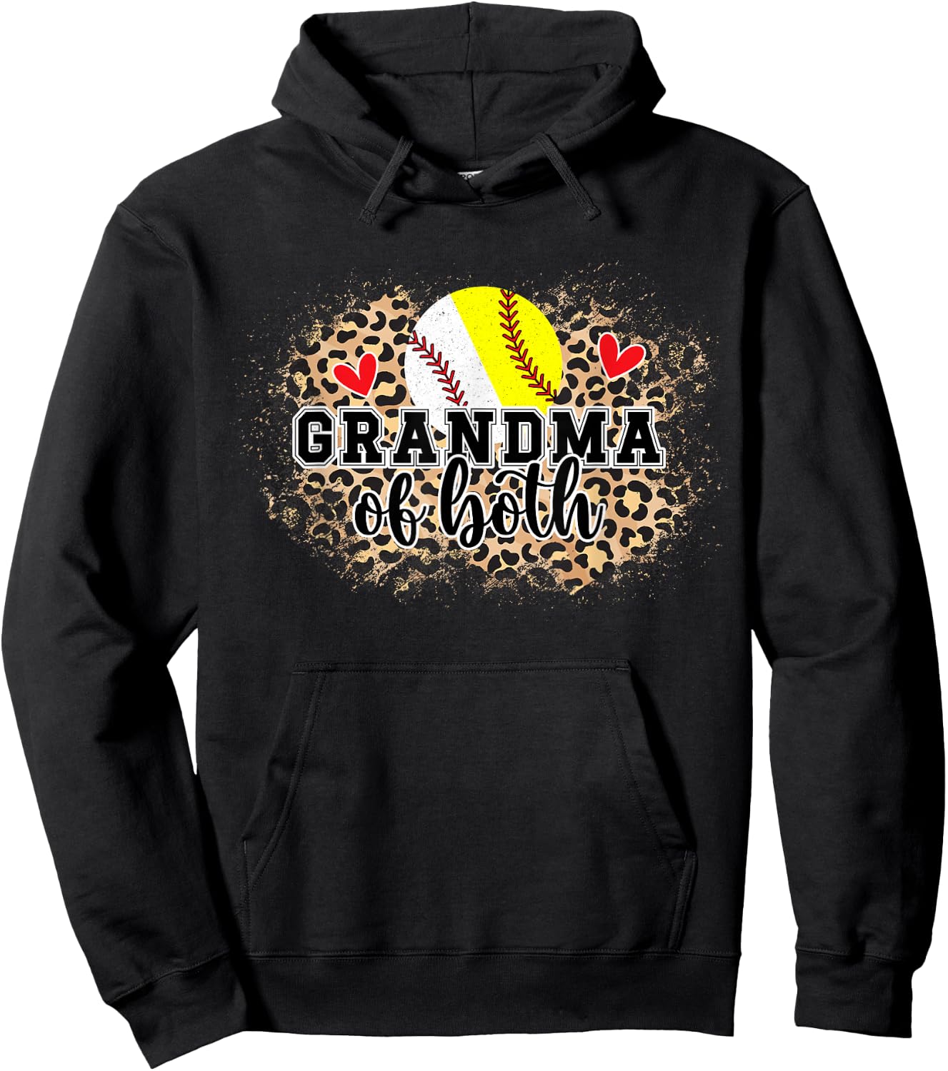 Grandma Of Both Baseball Softball Grandma Hoodie - Hoodie | Black