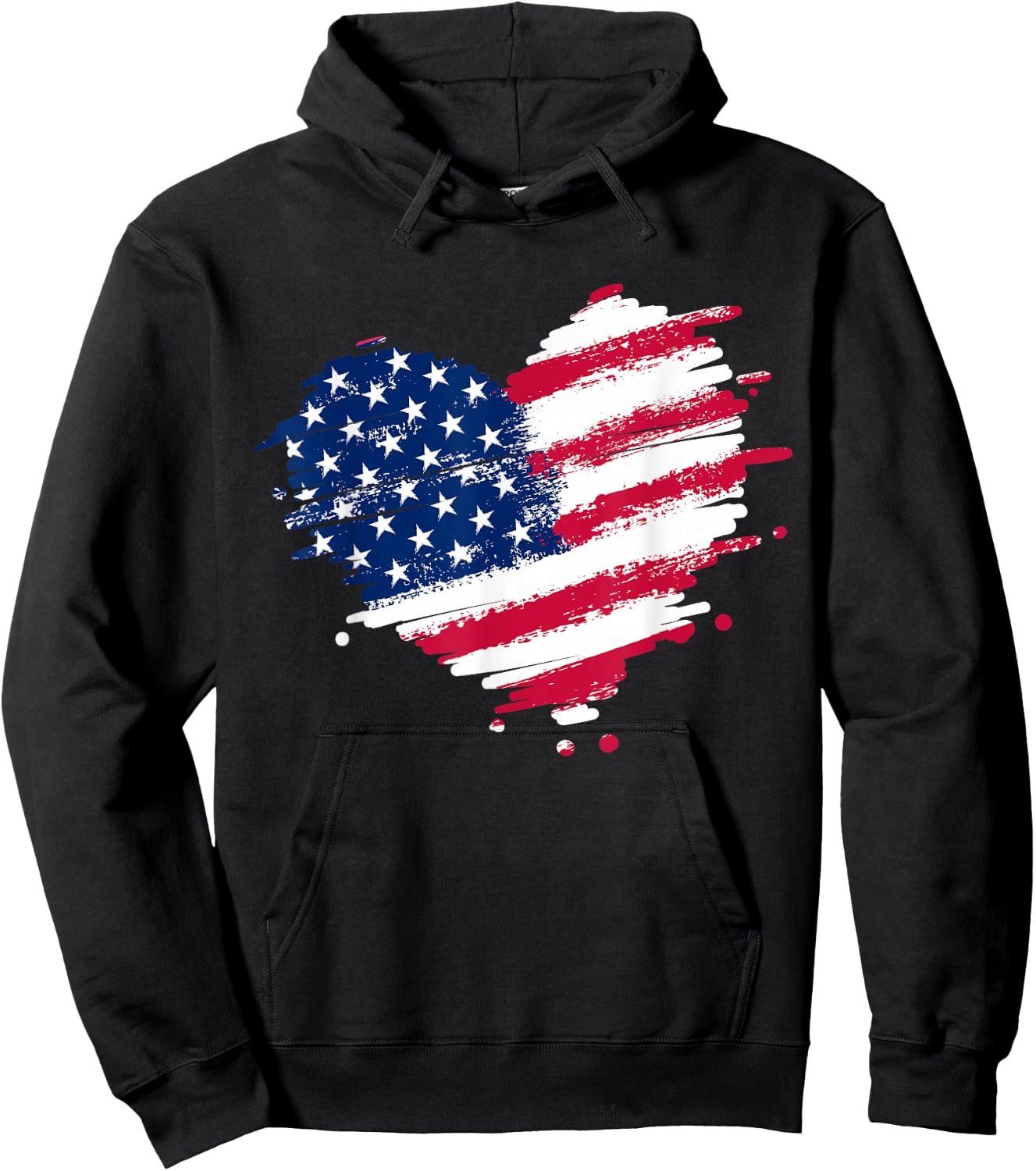 4th of July Heart USA American Flag Patriotic Men Women Hoodie - Hoodie | Black