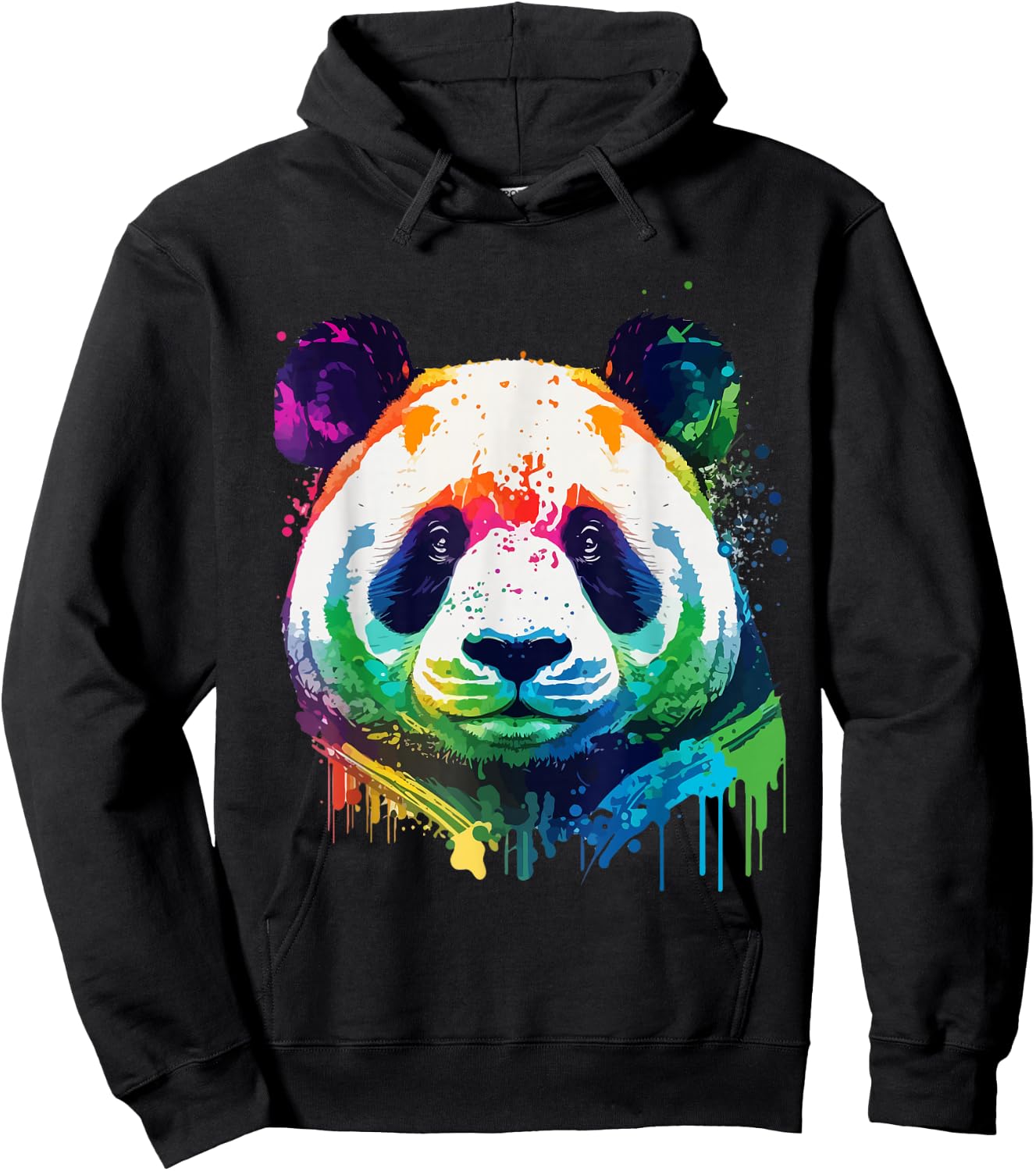 Panda Colorful Pop Art Splash Art Tie Dye Rainbow Hoodie - Hoodie | Black