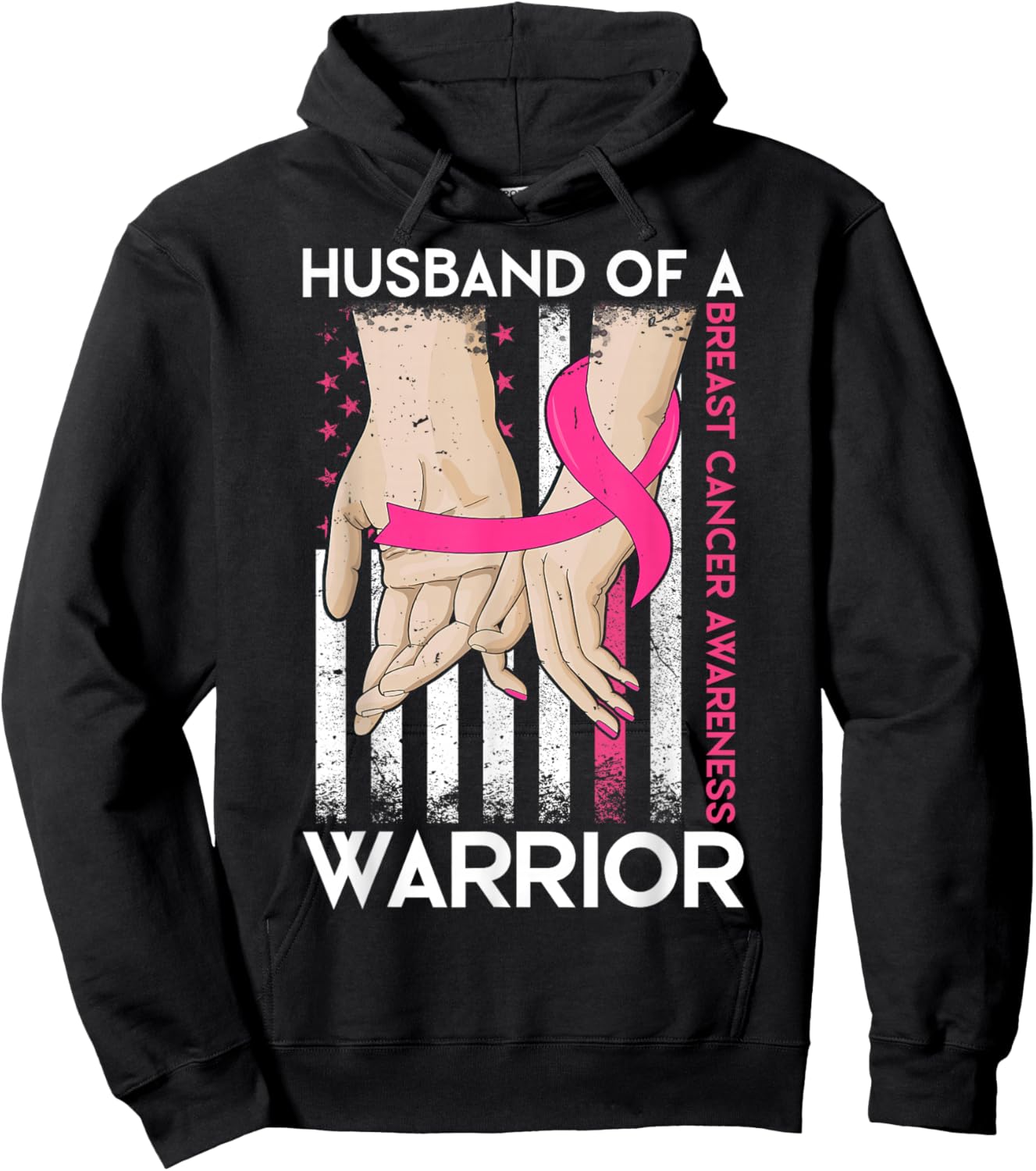 Husband Of A Warrior Breast Cancer Awareness Support Squad Hoodie - Hoodie | Black