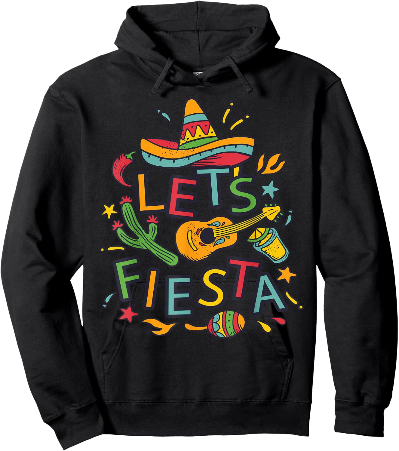Let's Fiesta Cinco De Mayo Mexican Guitar Party Hoodie - Hoodie | Black