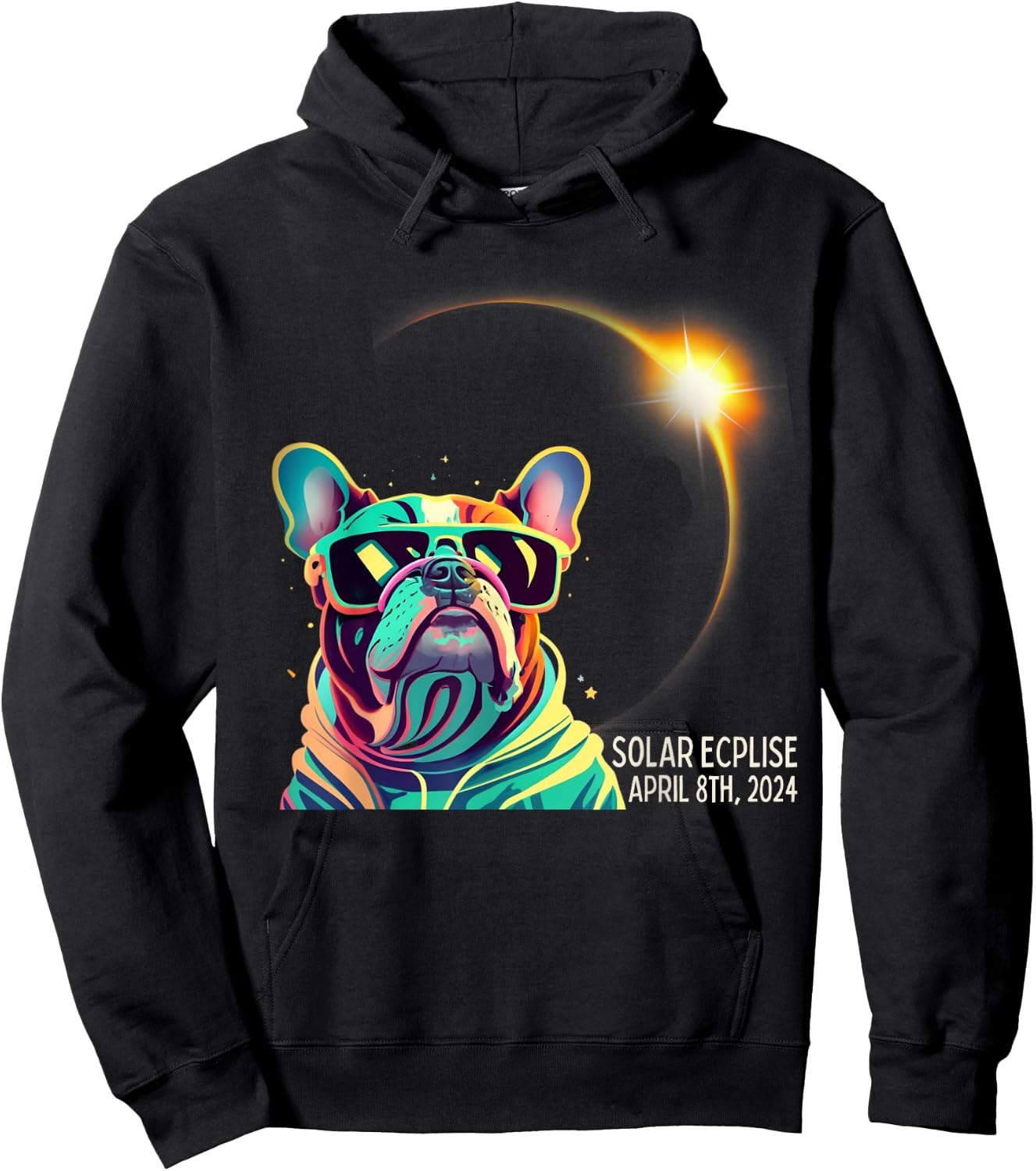 French Bulldog America 2024 Solar Eclipse Accessories Men Women Kids Hoodie - Hoodie | Black