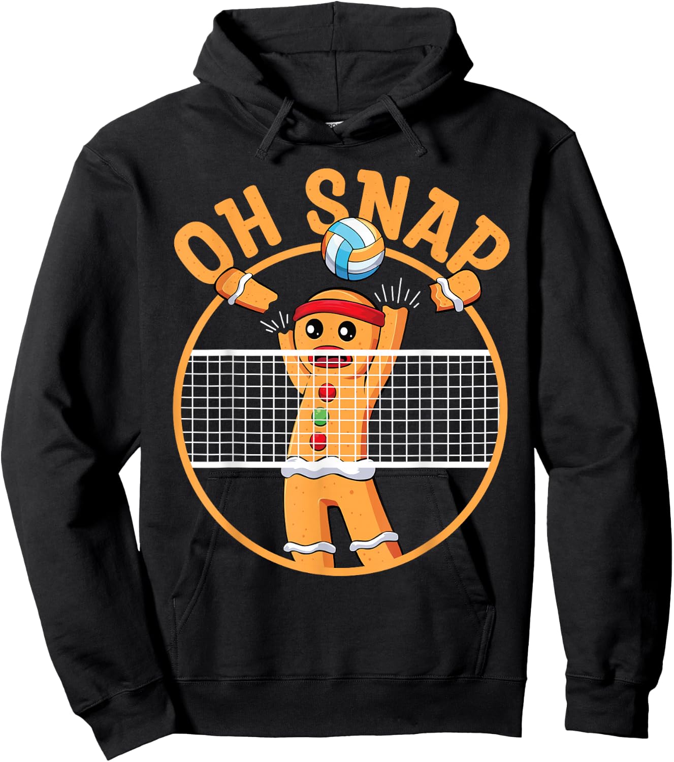 Oh Snap Gingerbread Man Christmas Volleyball Hoodie - Hoodie | Black