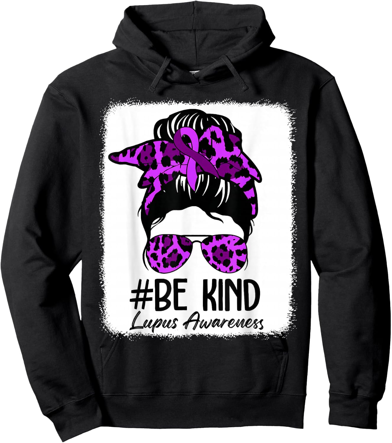 Be Kind Lupus Awareness Messy Bun May We Wear Purple Women Hoodie - Hoodie | Black