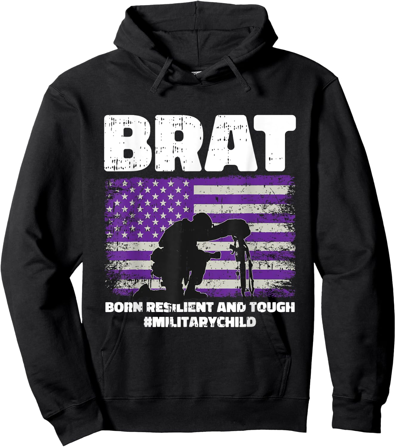 Military Child Boy Girls Brat Born Resilient And Tough Hoodie - Hoodie | Black