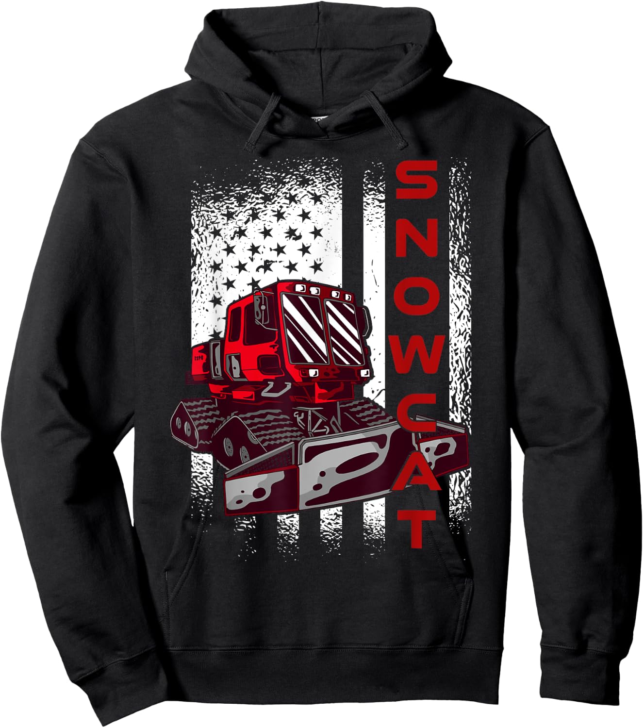 Snow Groomer Cool Snowcat Winter Sport US Flag Men Women Hoodie - Hoodie | Black