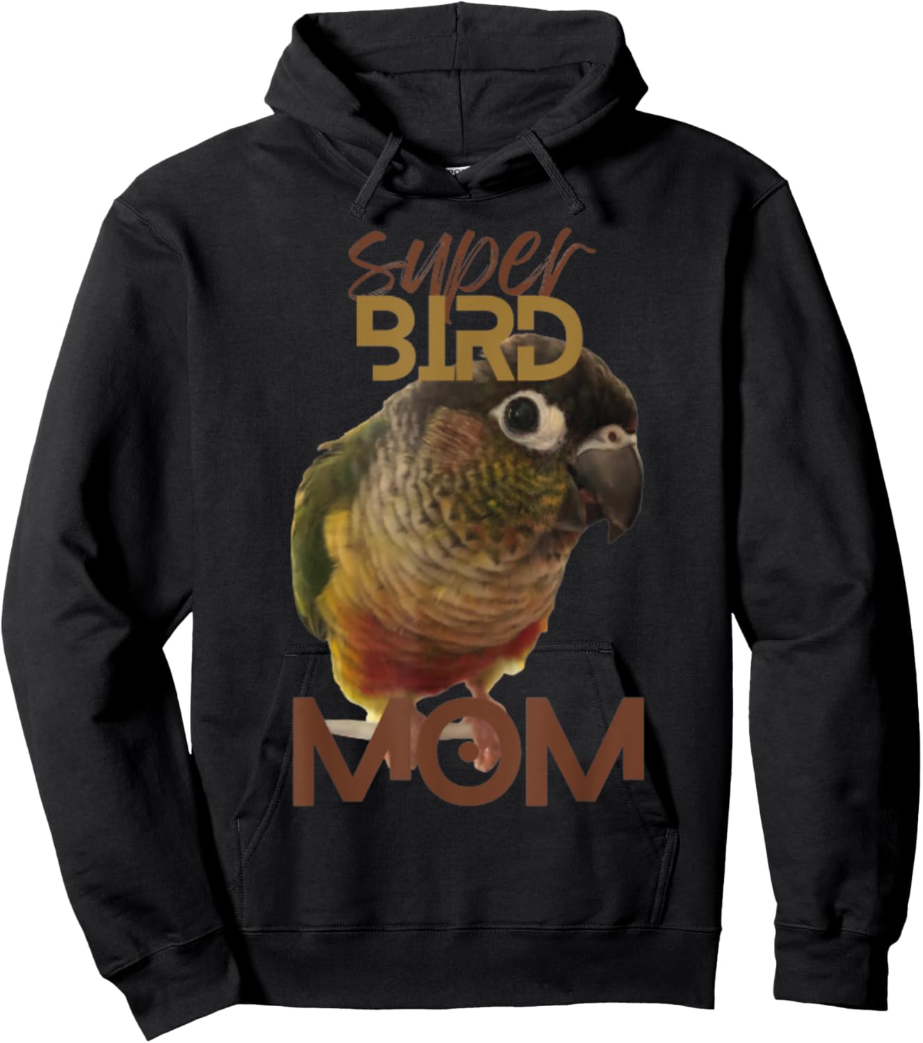 Super Bird Mom Conure Parrot Bird design | Green cheek Hoodie - Hoodie | Black