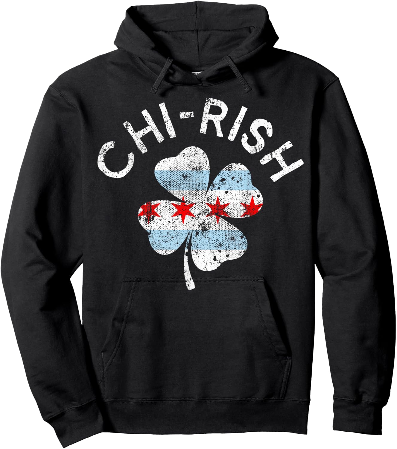 Chi-rish Chicago Flag Lucky Clover St. Patrick's Day Hoodie - Hoodie | Black