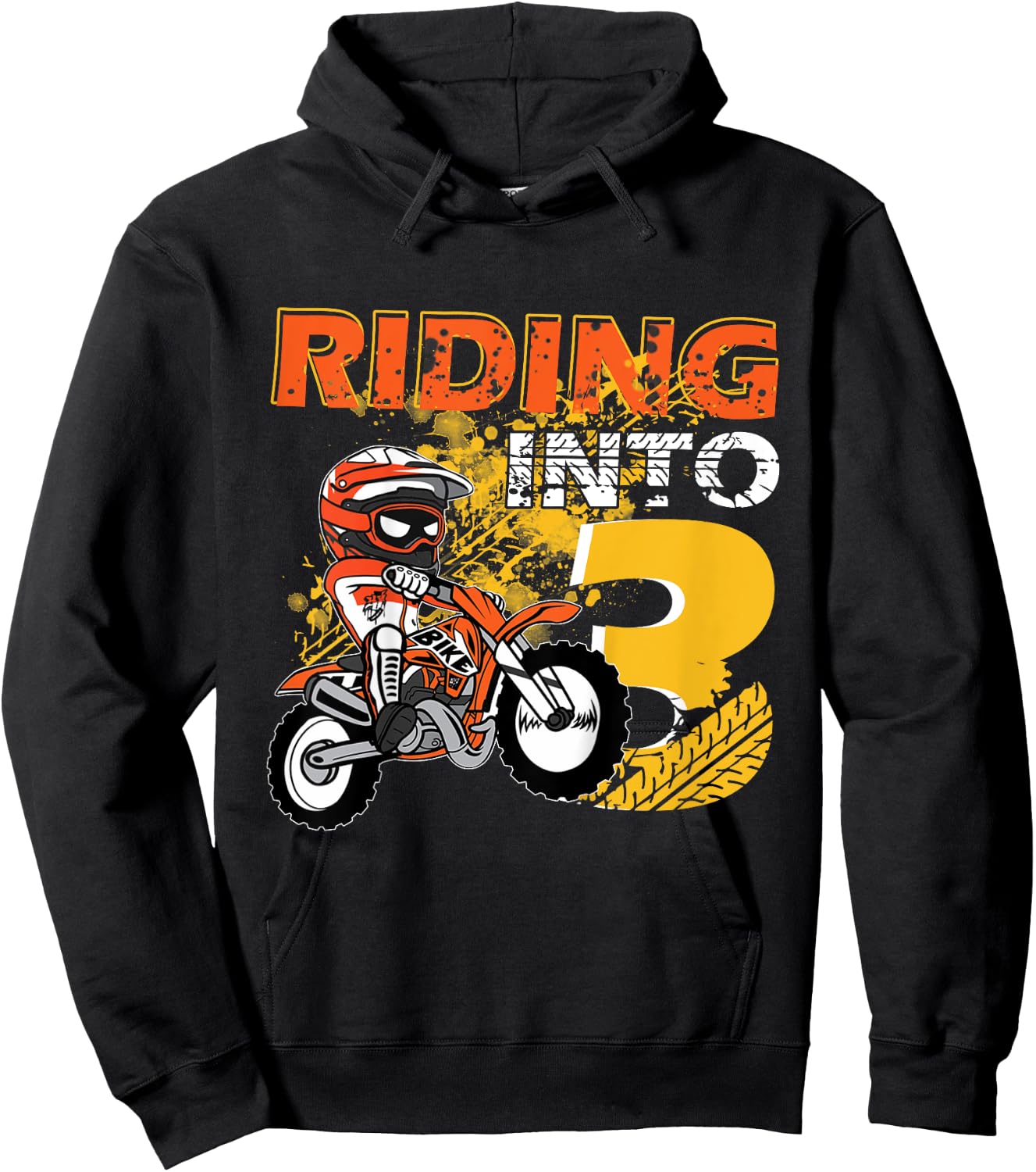 Kids Riding Into 3 Years Old Dirt Biker 3rd Birthday Boys Kids Hoodie - Hoodie | Black
