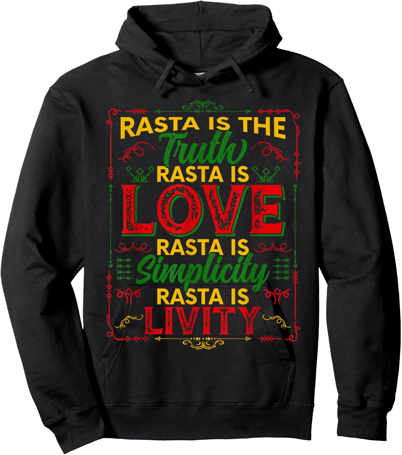 Rasta is The Truth Rasta is Love Rasta Hoodie - Hoodie | Black