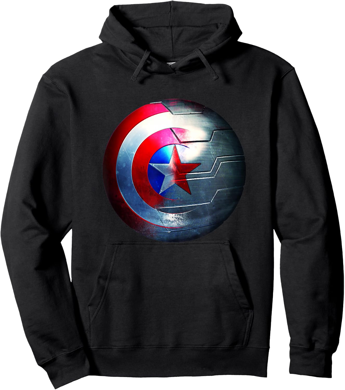 Marvel Comics Retro Classic Cap's Shield & Bucky's Arm Logo Hoodie - Hoodie | Black