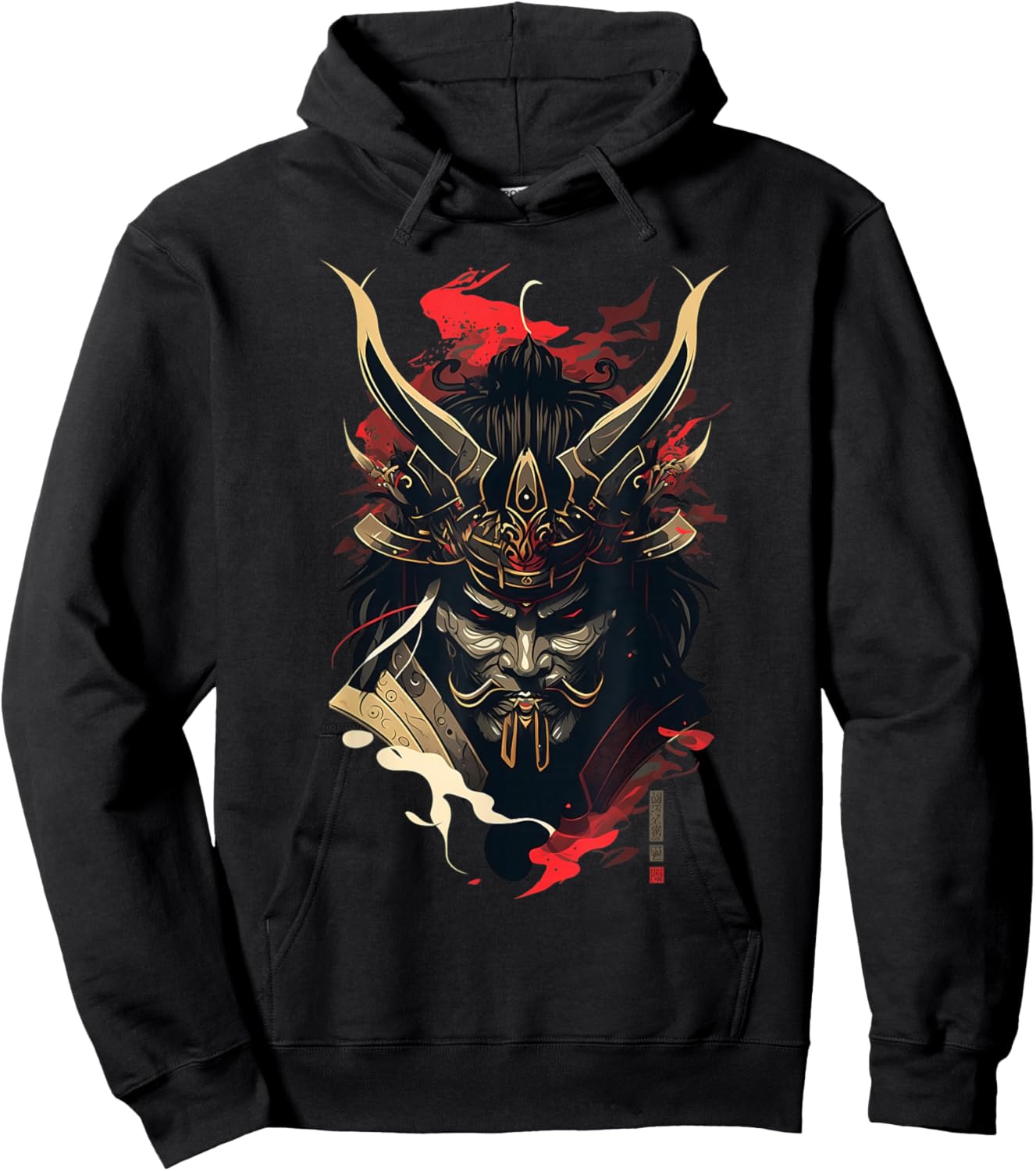 Samurai Mask Traditional Japanese Warrior Sword Retro Tattoo Hoodie - Hoodie | Black